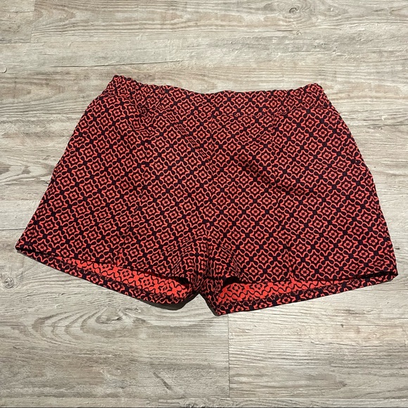 Preppy Jacquard Red Black High Rise Dress Shorts by Moonlight - Size Large - Picture 1 of 9
